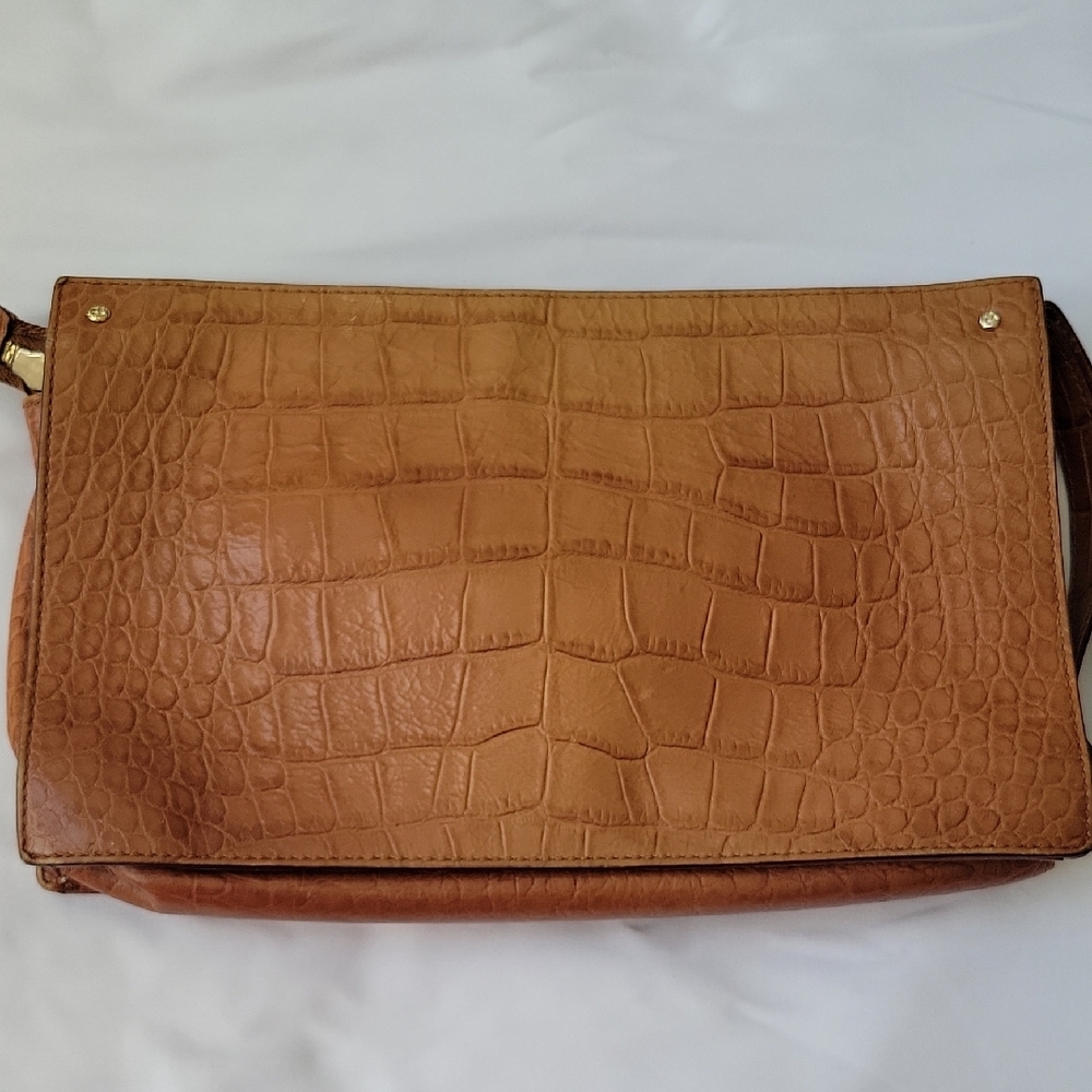 Kate Spade Brown Crocodile Embossed Leather Clutch Bag - Picture 3 of 7